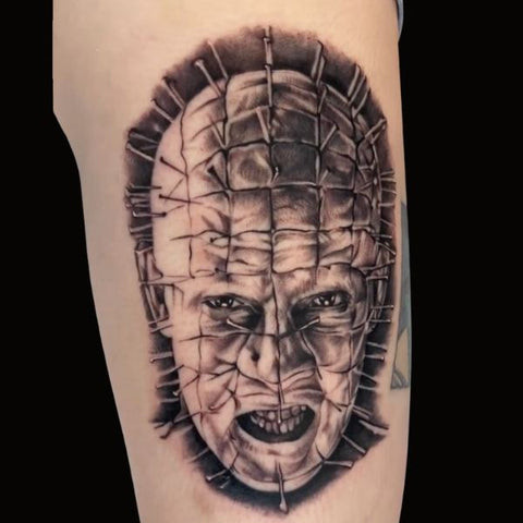 Portrait Tattoo Style of Pinhead with Realistic Likeness