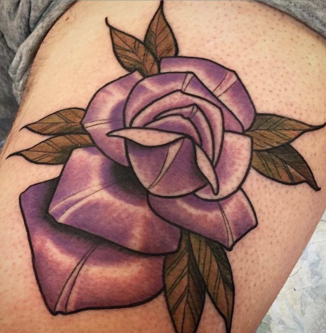 Eternal purple rose tattoo for remembrance
