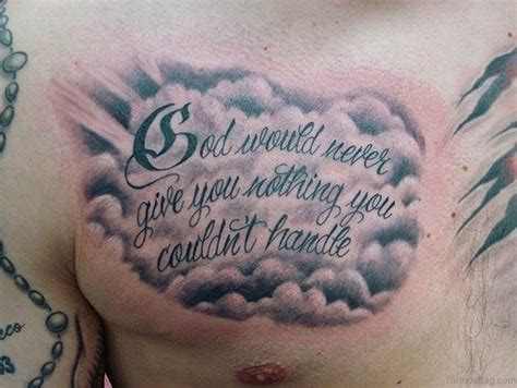 Quote small chest tattoo for men