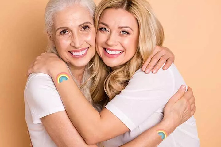 Rainbow Tattoo for Mother and Daughter