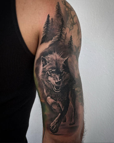 Realistic Wolf Tattoo for Men