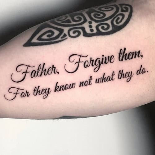 Religious Quote Tattoo on Chest