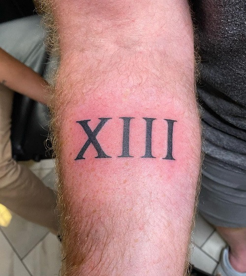 Unique Roman Numeral 13 Tattoo design for men