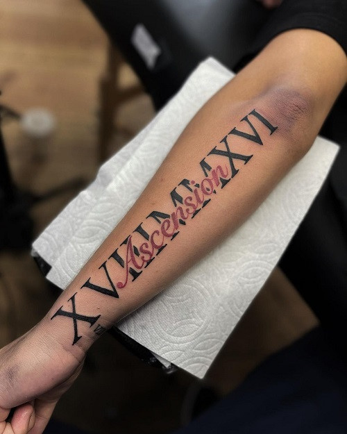 Versatile Roman Numeral Arm Tattoo for men