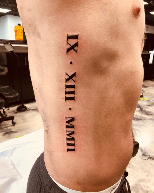 Personalized Roman Numeral Birthday Tattoo for men