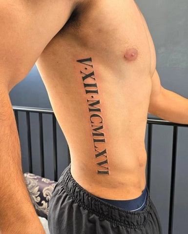 Roman Numeral Rib Tattoo Men