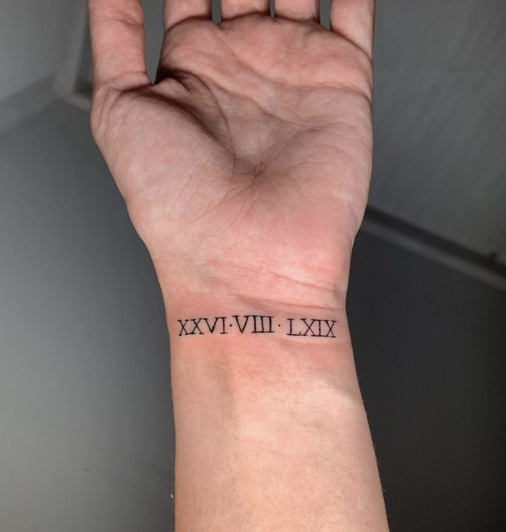 Personal reminder Roman Numeral Wrist Tattoo for men