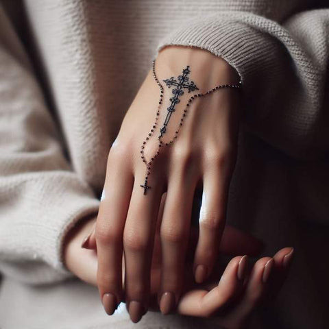 Rosary Hand Tattoo 1