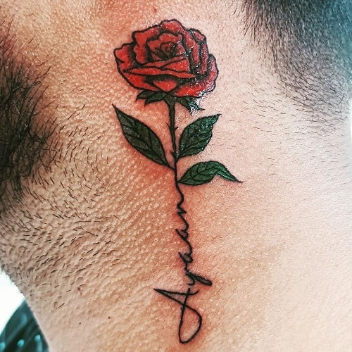 Personalized rose tattoo with name