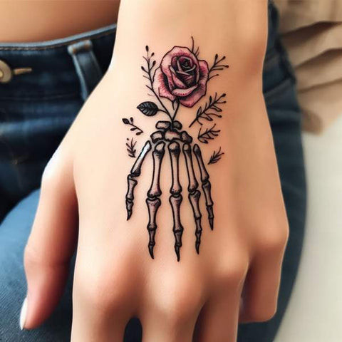 Rose Skeleton Hand Tattoo