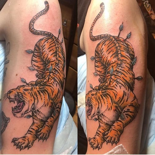 Majestic Royal Bengal tiger tattoo highlighting grandeur