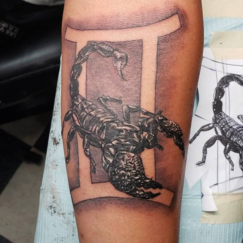 Scorpio and Gemini Combined Tattoo Design