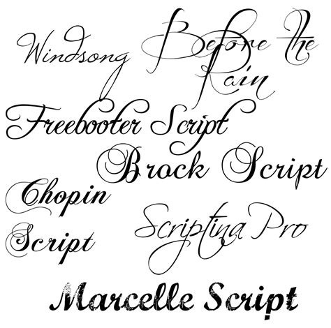 An elegant script tattoo font style example showcasing flowing cursive letters.