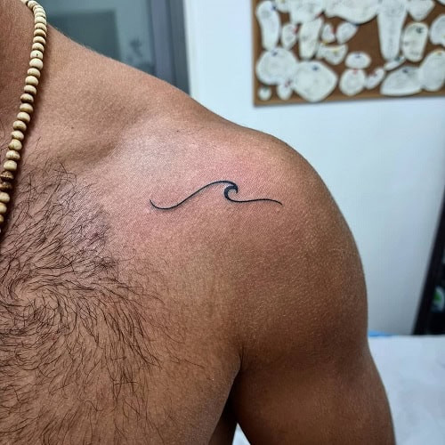 Minimalist Small Wave Tattoo on Wrist