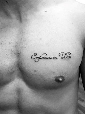 Quote Chest Tattoo: Inspirational Word Tattoo for Men