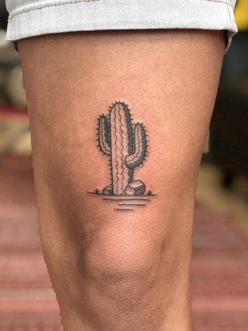 Cactus Symbol Simple Leg Tattoos for Men: Cactus Leg Tattoo