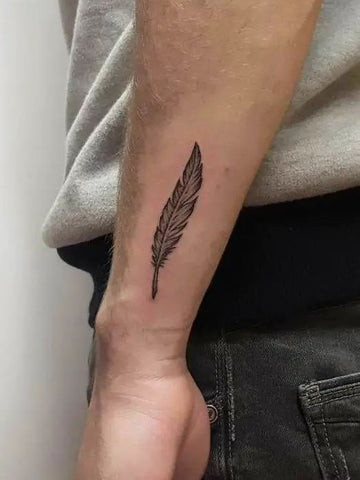 Feather Simple Tattoo for Men Wrist