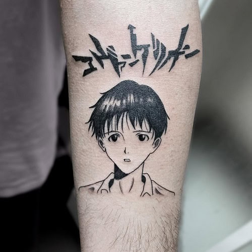 Colorful Small Anime Character Tattoo