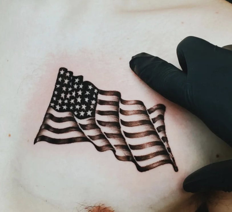 Small American Flag Tattoo