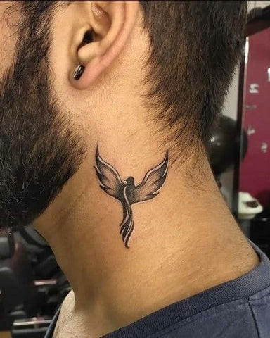 Small Neck Tattoo for Men with Tiny Symbol