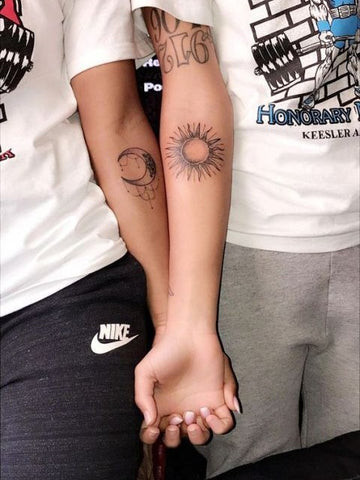 Sun and Moon Tattoo: Small Back of Hand Tattoo for Men