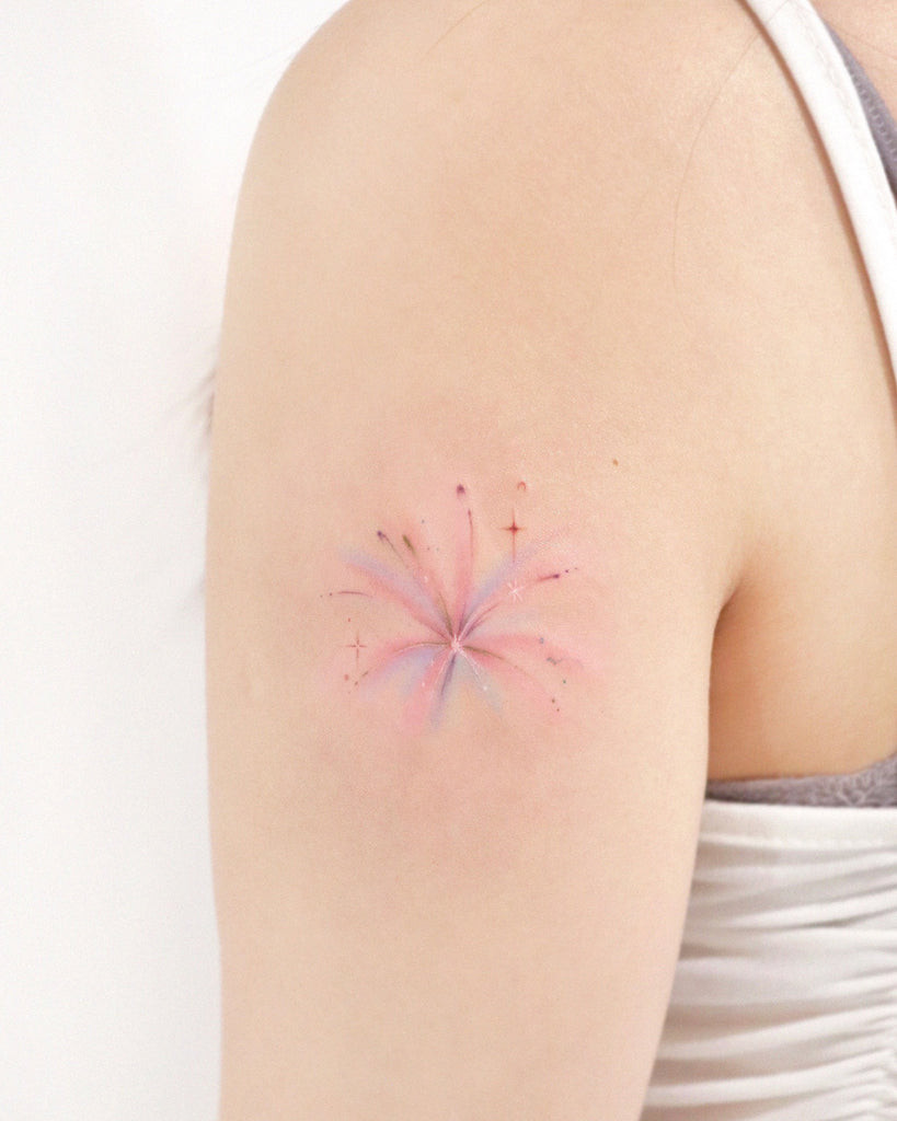 A minimalist outline of a sunflower on a woman's arm, representing happiness and positivity.