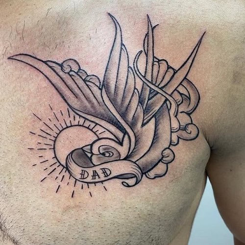 Traditional swallow bird tattoo for men, a classic symbol of sailors and journeys