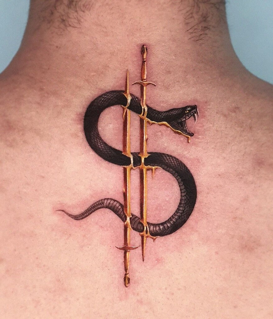 Detailed dagger tattoo design, focusing on intricate details and textures to create a highly realistic and visually rich dagger.