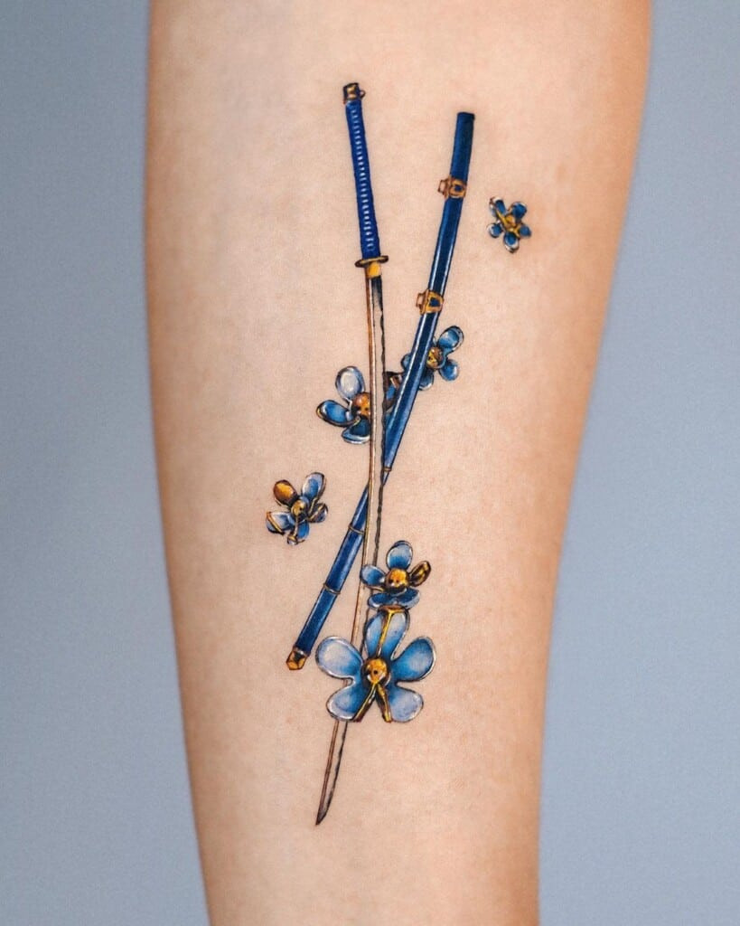Minimalist sword tattoo design, focusing on clean lines and subtle shading for a modern and understated look.