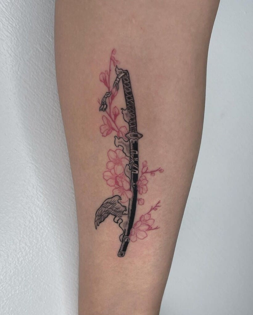 Geometric dagger tattoo design, a modern and abstract interpretation of the dagger, focusing on shape and form.