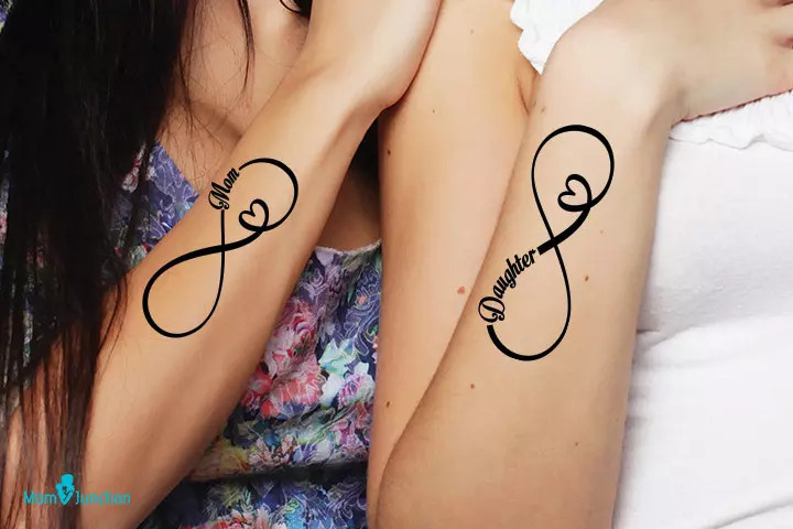 Infinity symbol mother-daughter tattoo, representing endless love