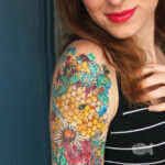 Detailed bee tattoo design showcasing intricate line work and stippling, embodying attention to detail.