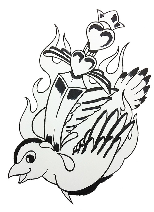 Black ink base layer for tattoo flash art