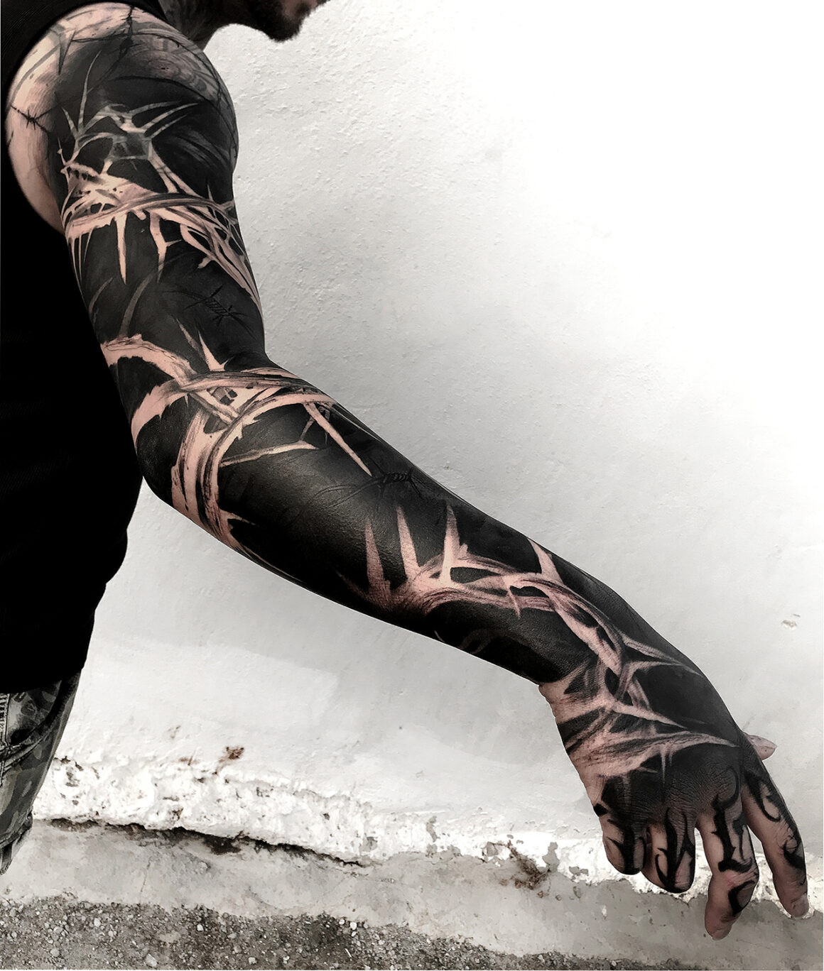 Close-up of rock patterns, reflecting Natalie Nox's nature-inspired abstract tattoo designs