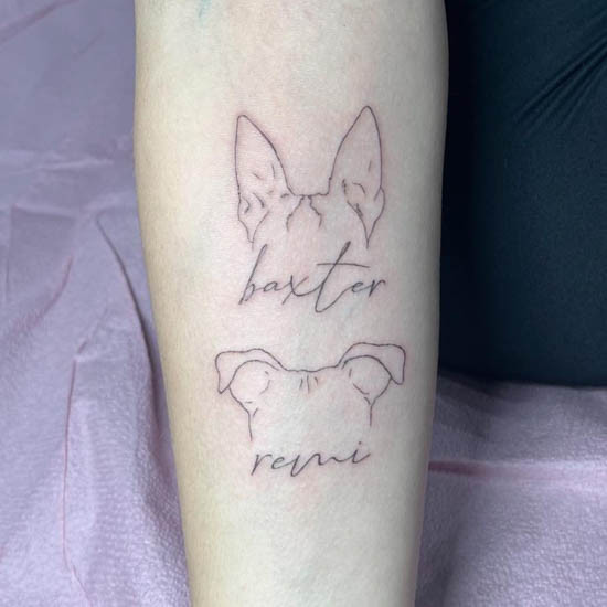 Tattoos by Kaylin showcasing dog ear outlines