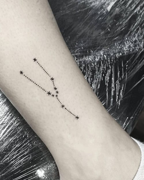 Fine line Taurus constellation tattoo on the wrist