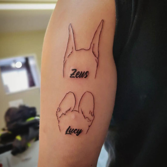 Dog ear outline tattoo by Taylor James Tattoos