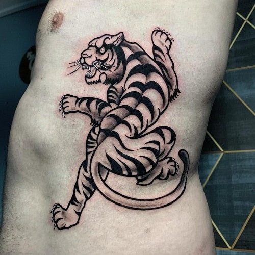 Expansive tiger rib tattoo for larger detailed designs