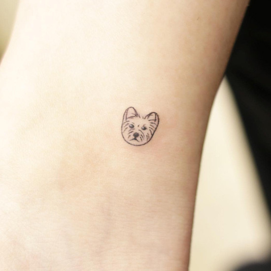 Tiny dog line tattoo minimalist