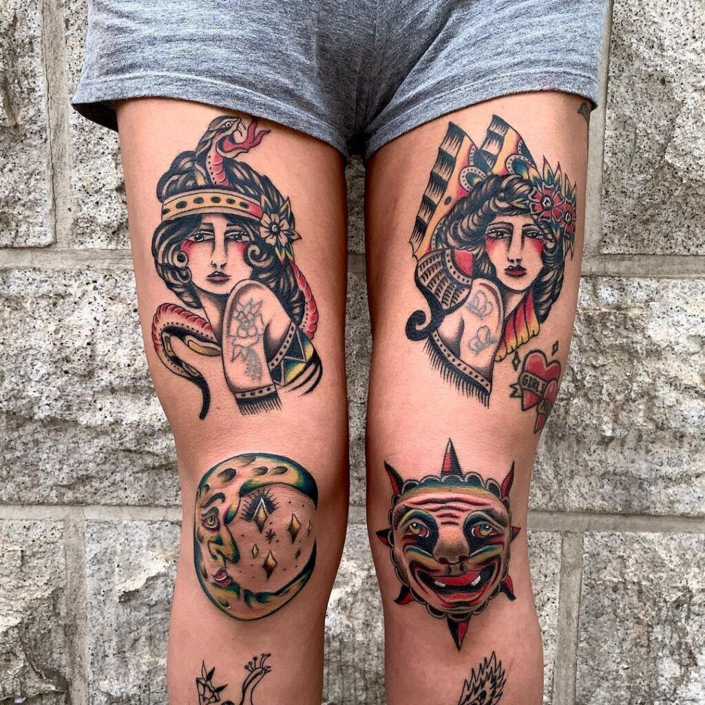 Traditional Kneecap Tattoo