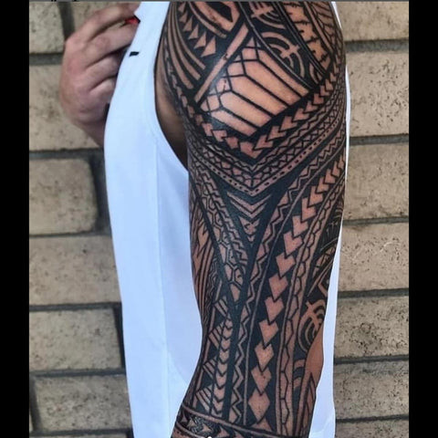 Tribal Tattoo with Bold Black Patterns