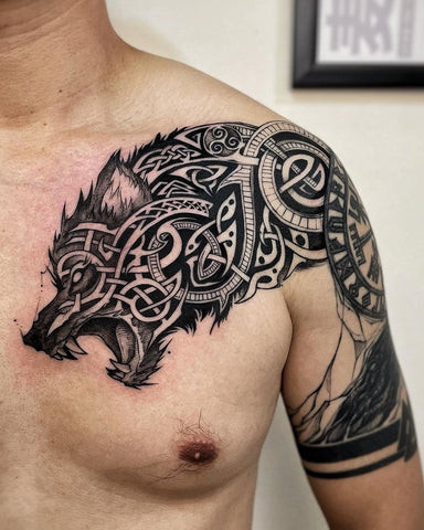 Tribal Wolf Tattoo for Men