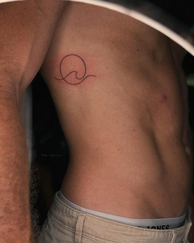 Wave Tattoo on Ribs Men