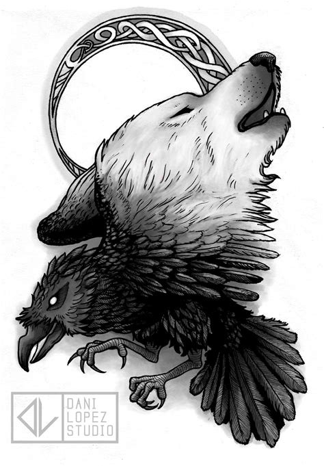 Raven in Forest Tattoo