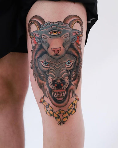 Wolf and Goat Tattoo for Men