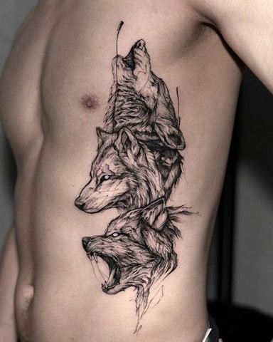 Wolf Rib Tattoos for Men