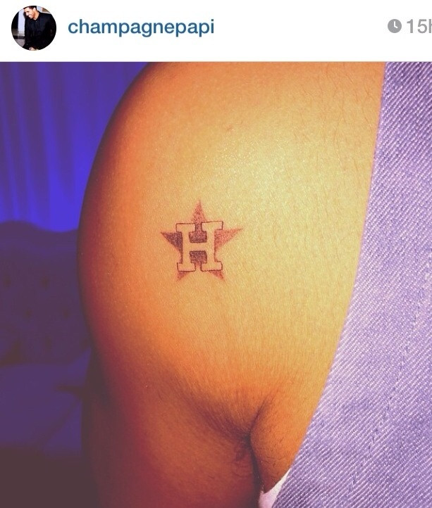 Drake's &quot;H&quot; tattoo for Houston Astros visible on Instagram