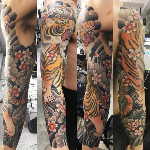 Detailed Yakuza tiger tattoo showcasing Japanese artistry