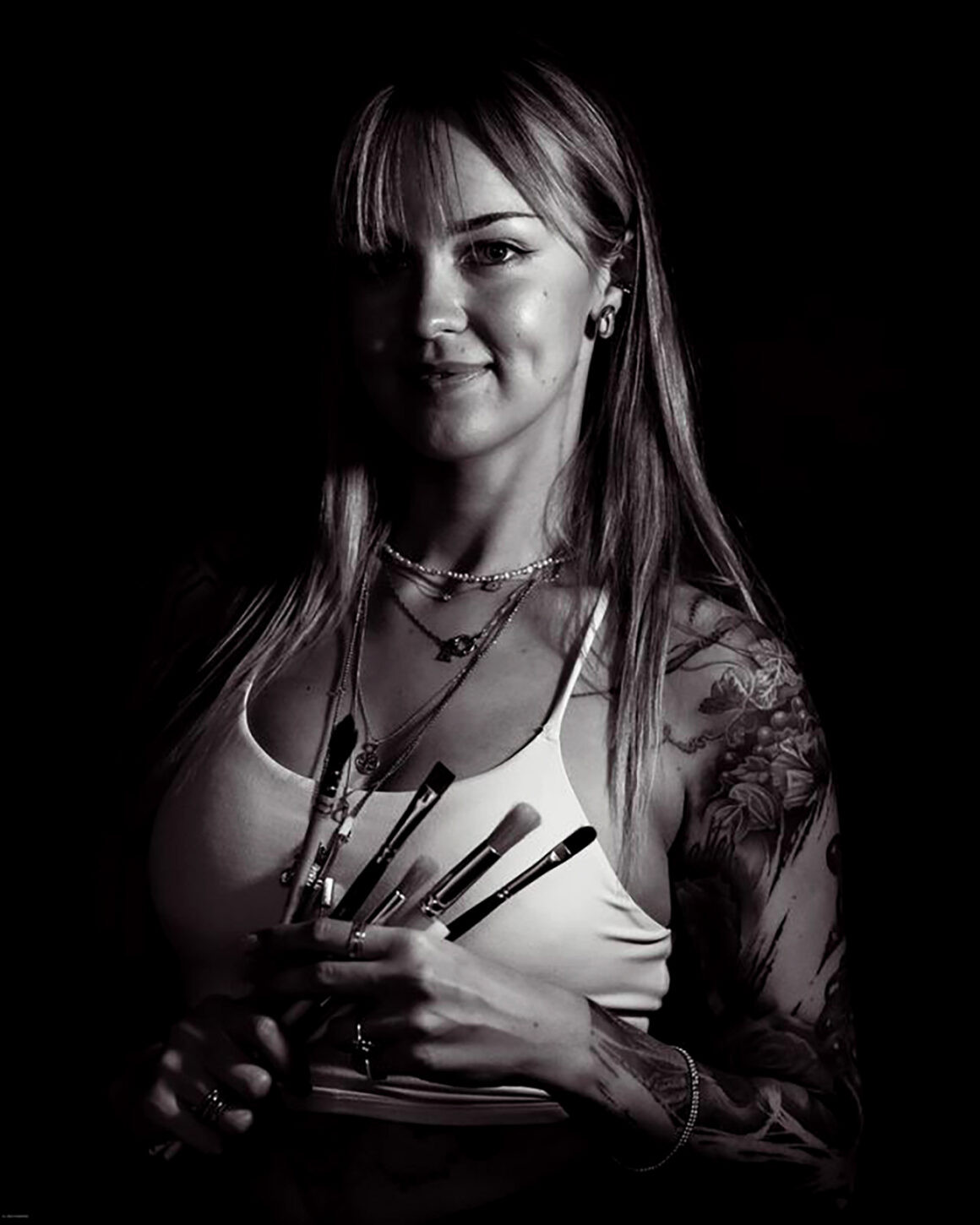 Portrait of tattoo artist Natalie Nox, showcasing her artistic presence