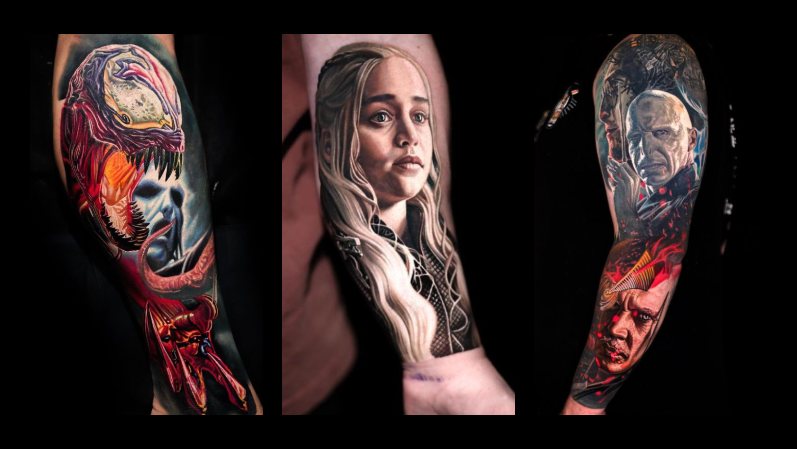 A vibrant color portrait tattoo by Nikko Hurtado